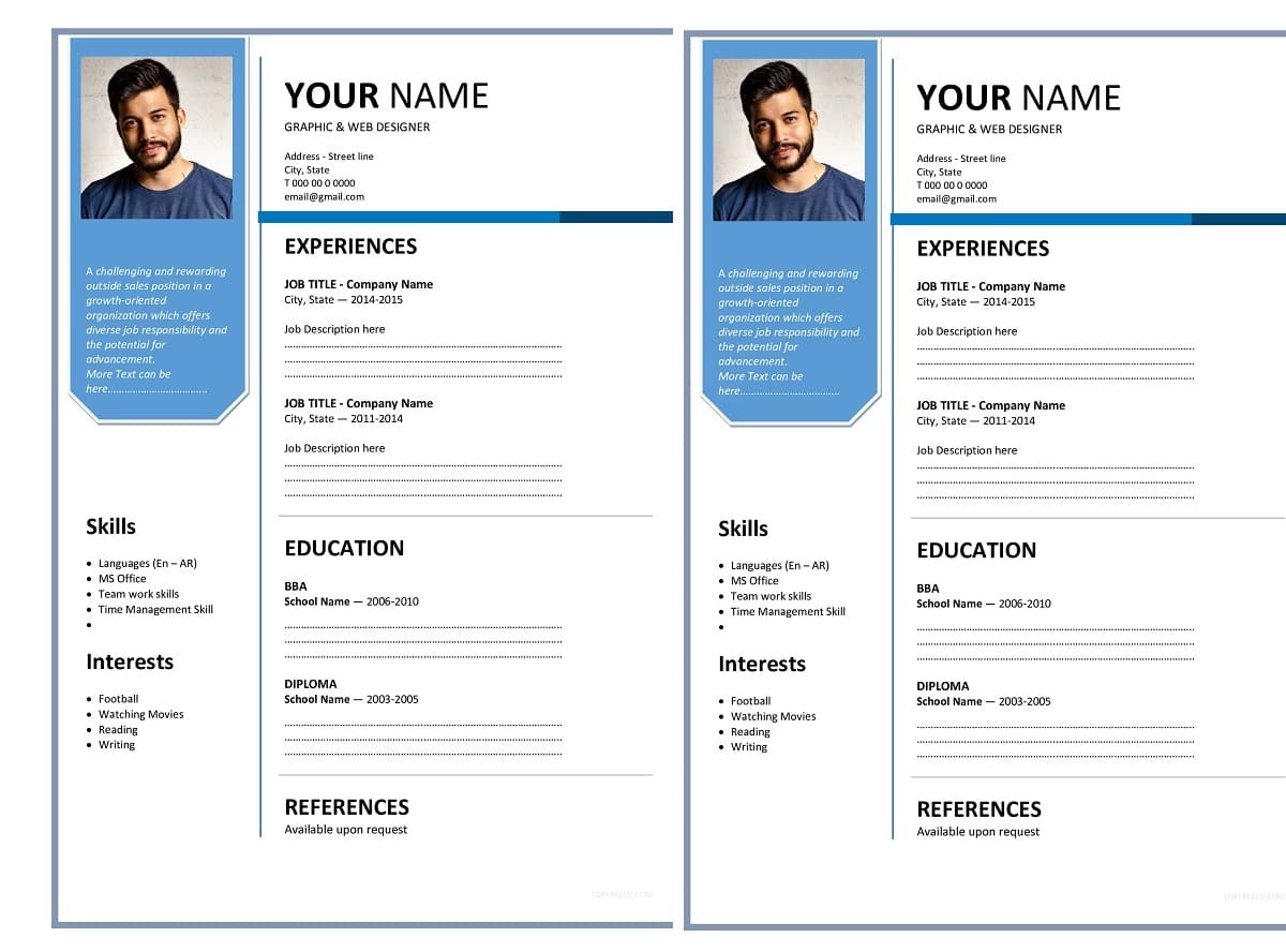 Free Resume In English Cv Download For Free