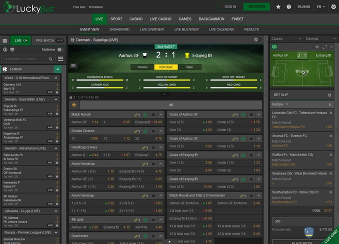 Luckybet Live Betting Luckybet Live Betting Screen