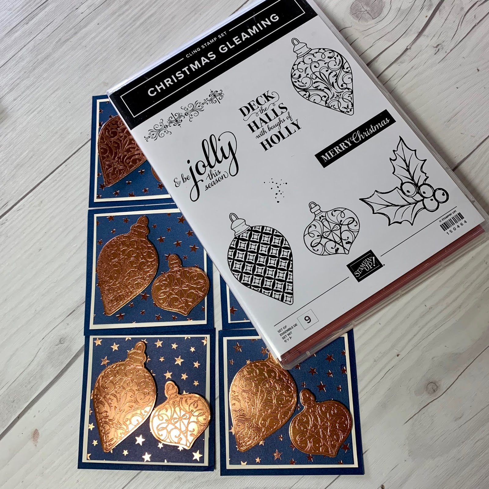Stampin' Up! Christmas Gleaming Stamp Set in Copper Foil Stamped