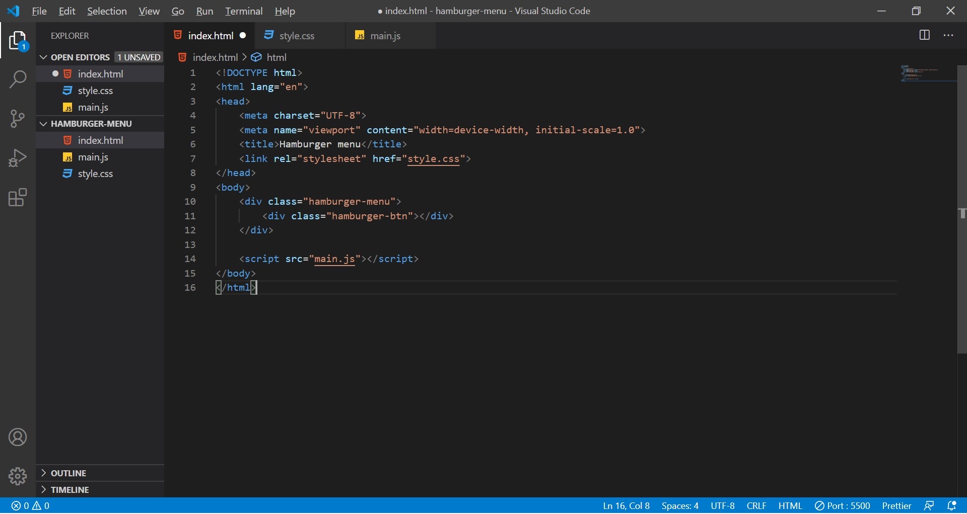 Web technology: Creating our own hamburger menu using CSS