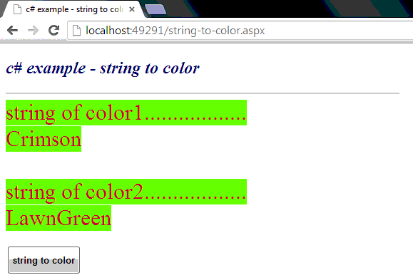 string to color c#