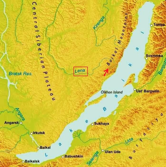 Lena River On World Map Lena Lake Baikal Map