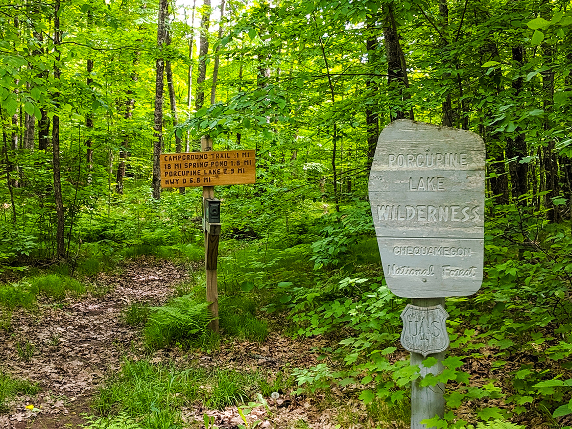 Trailhead for the Porcupine Lake Wilderness Section of the NCT