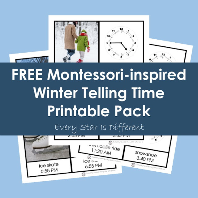 FREE Montessori-inspired Winter Telling Time Printable Pack