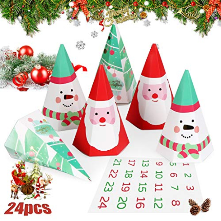 24 Bolsas, tamaño 13 x 9 cm, Calendario de Adviento y Navidad Idena 30197-Calendario Personalizar 7 x 10,5 x 15 cm Multicolor 