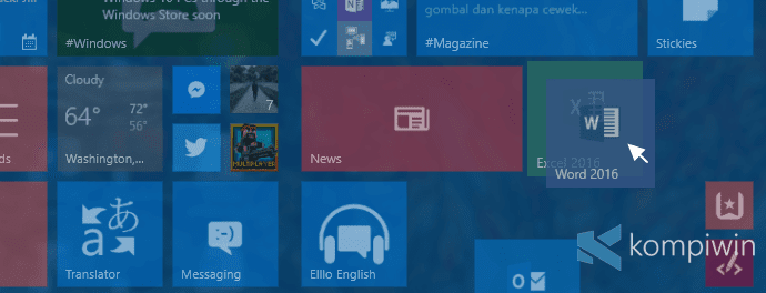 tiles start menu folder