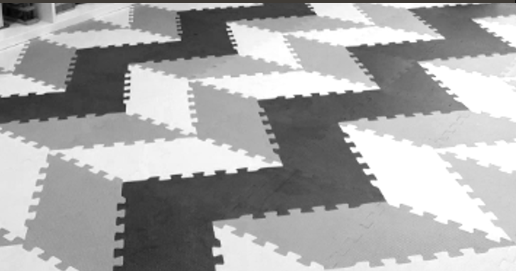 gray and white foam tiles