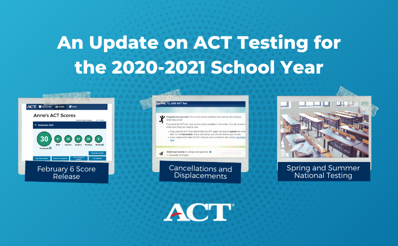 ACT Newsroom & Blog: An Update on ACT Testing for the 2020-2021 School Year ACT Newsroom & Blog: An Update on ACT Testing for the 2020-2021 School Year