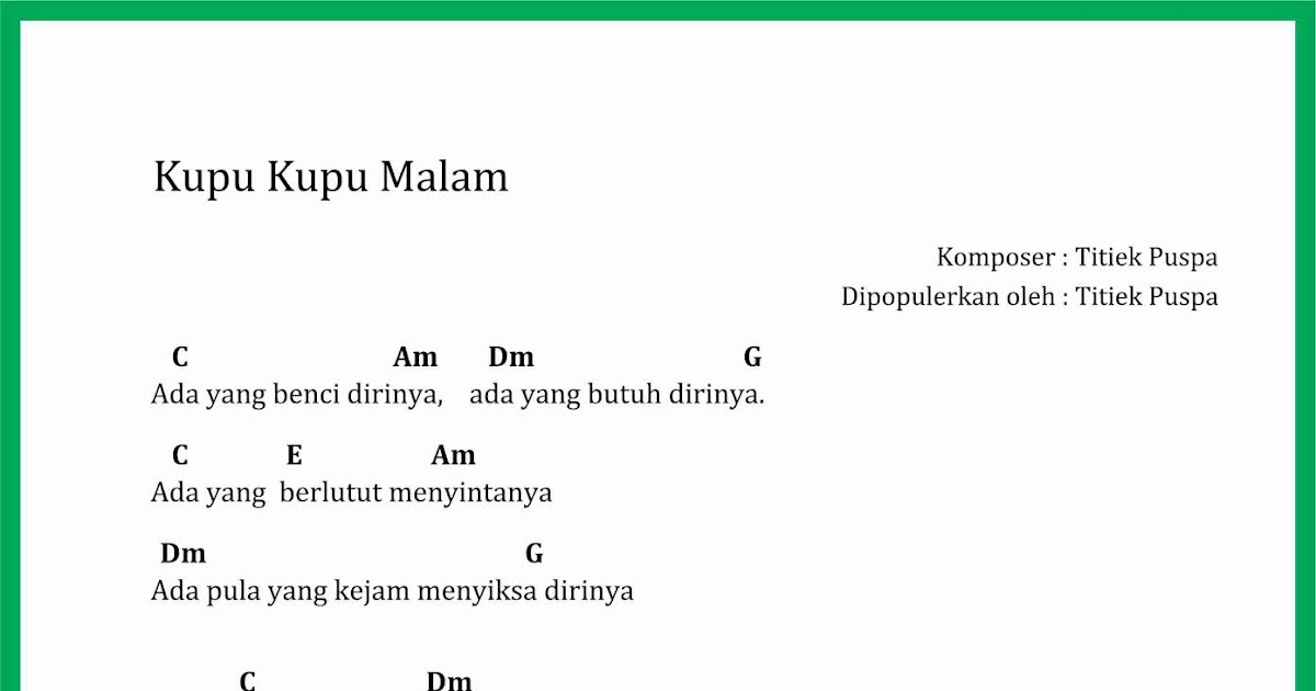 Chord Lagu Kupu Kupu Malam Seputar Musik