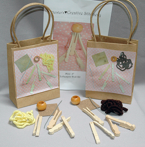 Heisler's Creative Stitchery Clothespin Doll Kits at Etsy