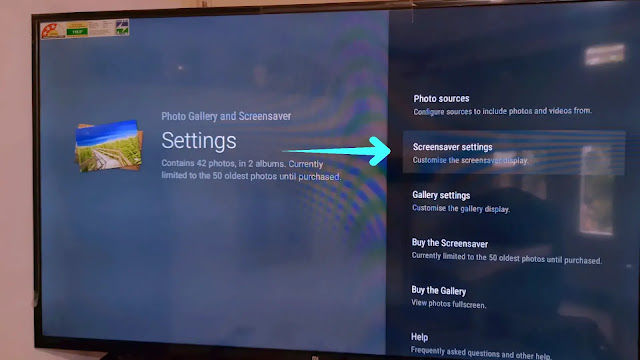 click on screensaver settings screensaver settings in android tv