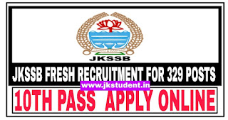 Jobs,Jkssb Jobs,329 posts, jkssb recruitment 2021 for 329 posts, jkssb class 10th posts