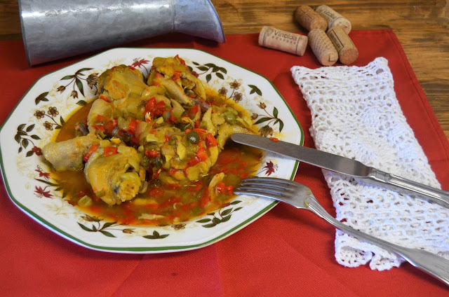 Muslos pollo con pimientos