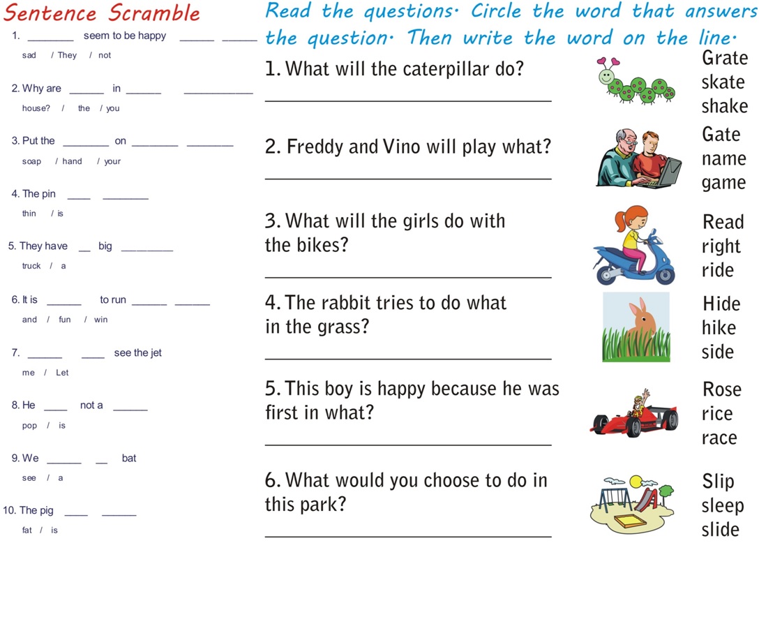 Create Sentence Scramble Worksheet