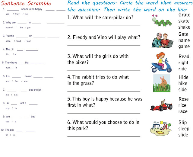 worksheets-sentence-scramble