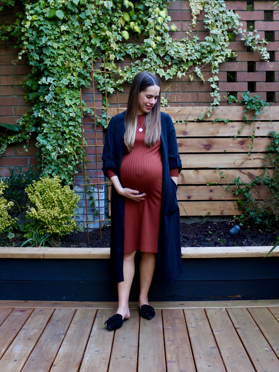 Jules in Flats - Ribbed Midi Dress with Kahlo Robe (Business Casual Workwear on a Budget)