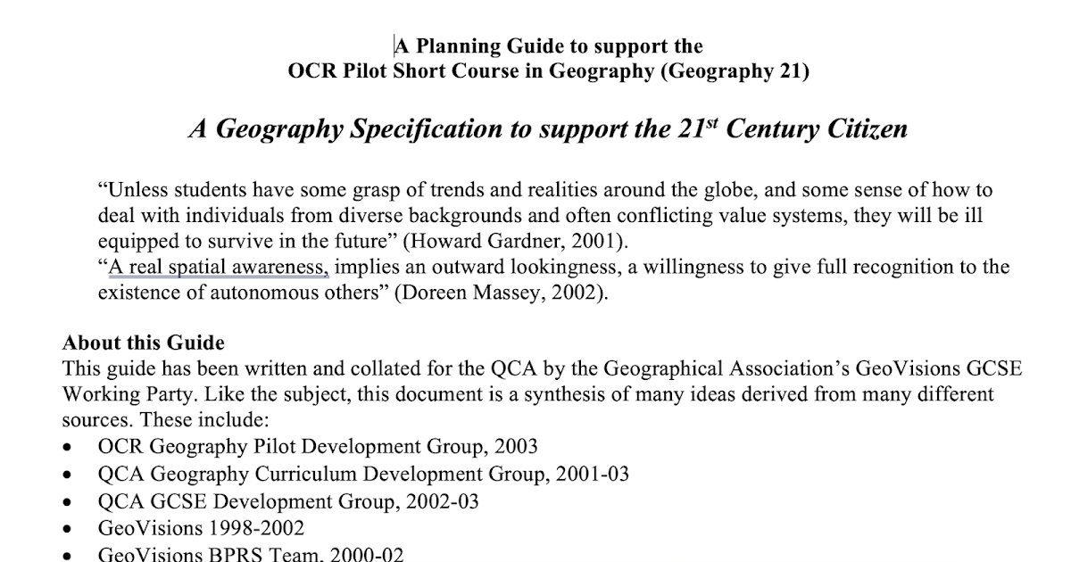 OCR Pilot GCSE Geography did you teach it?