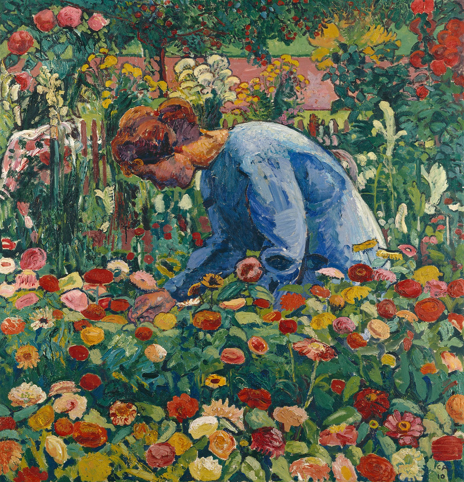 Cuno-Amiet-Anna-Amiet-in-the-flower-garden-1910