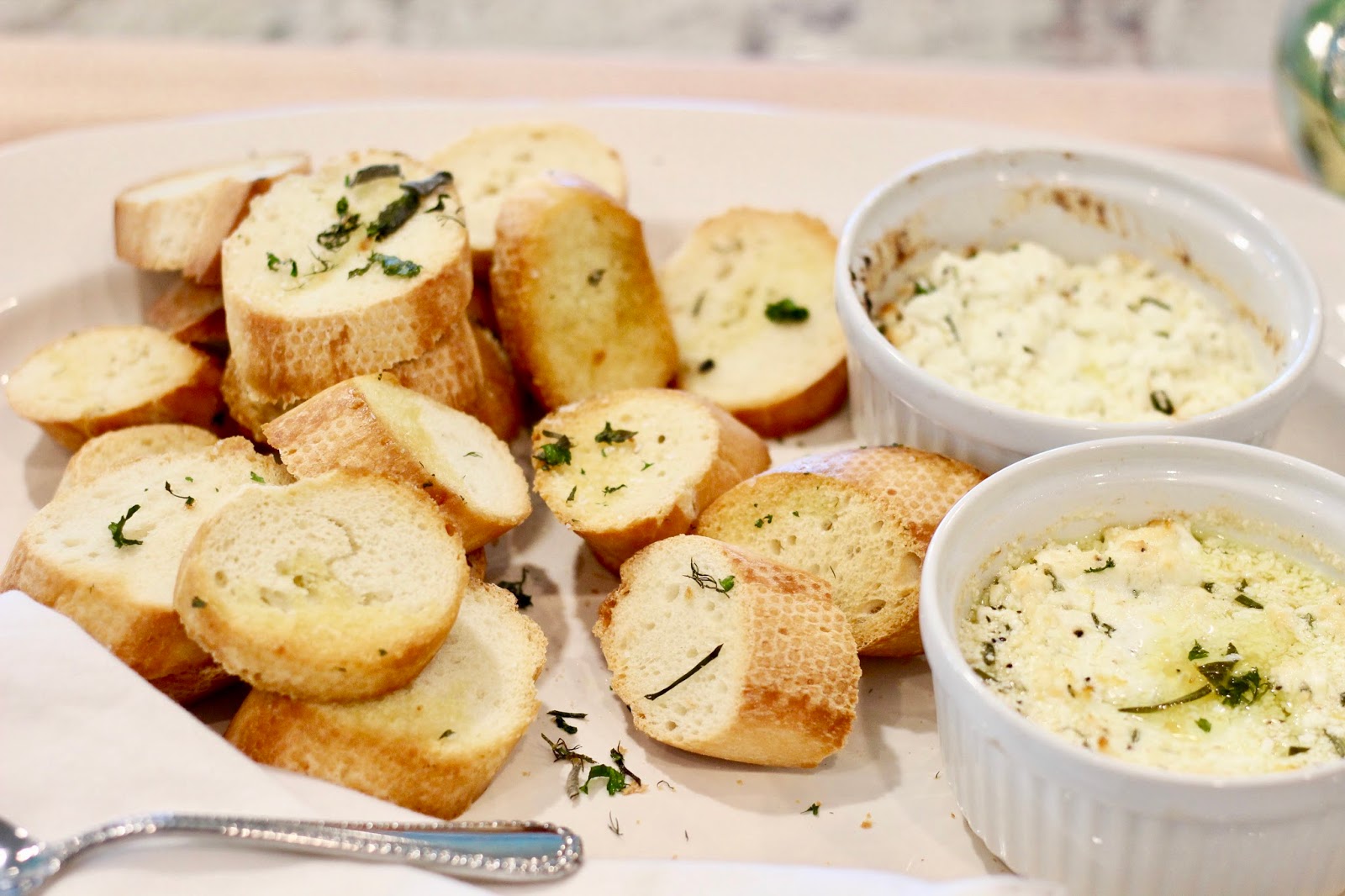 15009 Farmhouse Herbed Lemon Goat Cheese Dip with Toasted Baguette