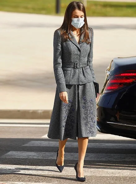 Queen Letizia's outfit is by Spanish fashion house Felipe Varela. Queen Letizia wore a jacket and skirt by Spanish fashion house Felipe Varela