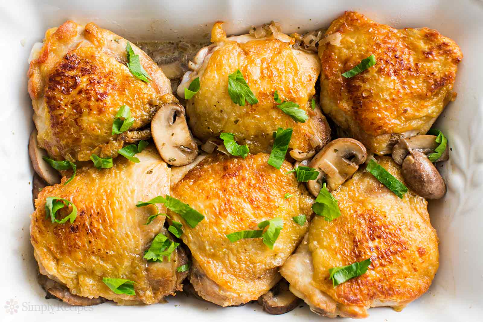 The Low Carb Diabetic Chicken Thighs with Mushrooms, Shallots and
