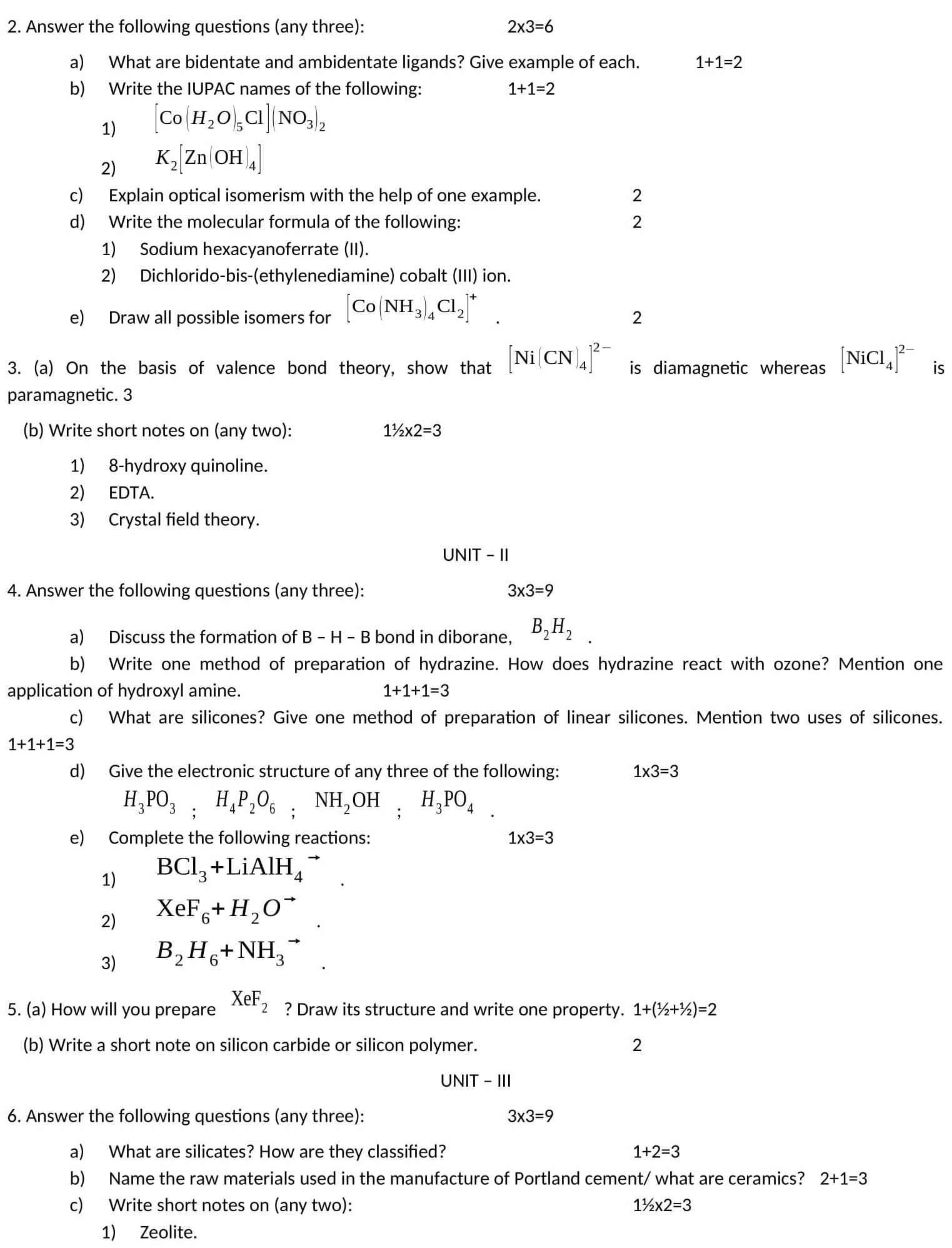 Dibrugarh University Question Paper Chemistry Science May 2019 