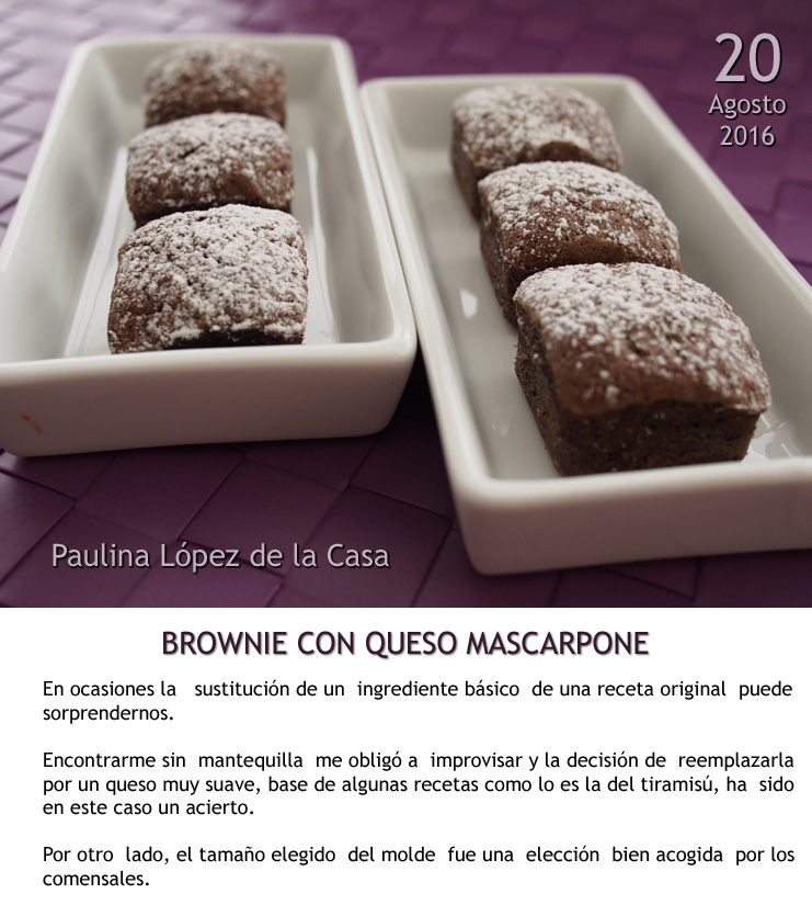 Jorge Lidiano. Photography: Recetas de cocina por © Paulina López. Brownie  con queso mascarpone