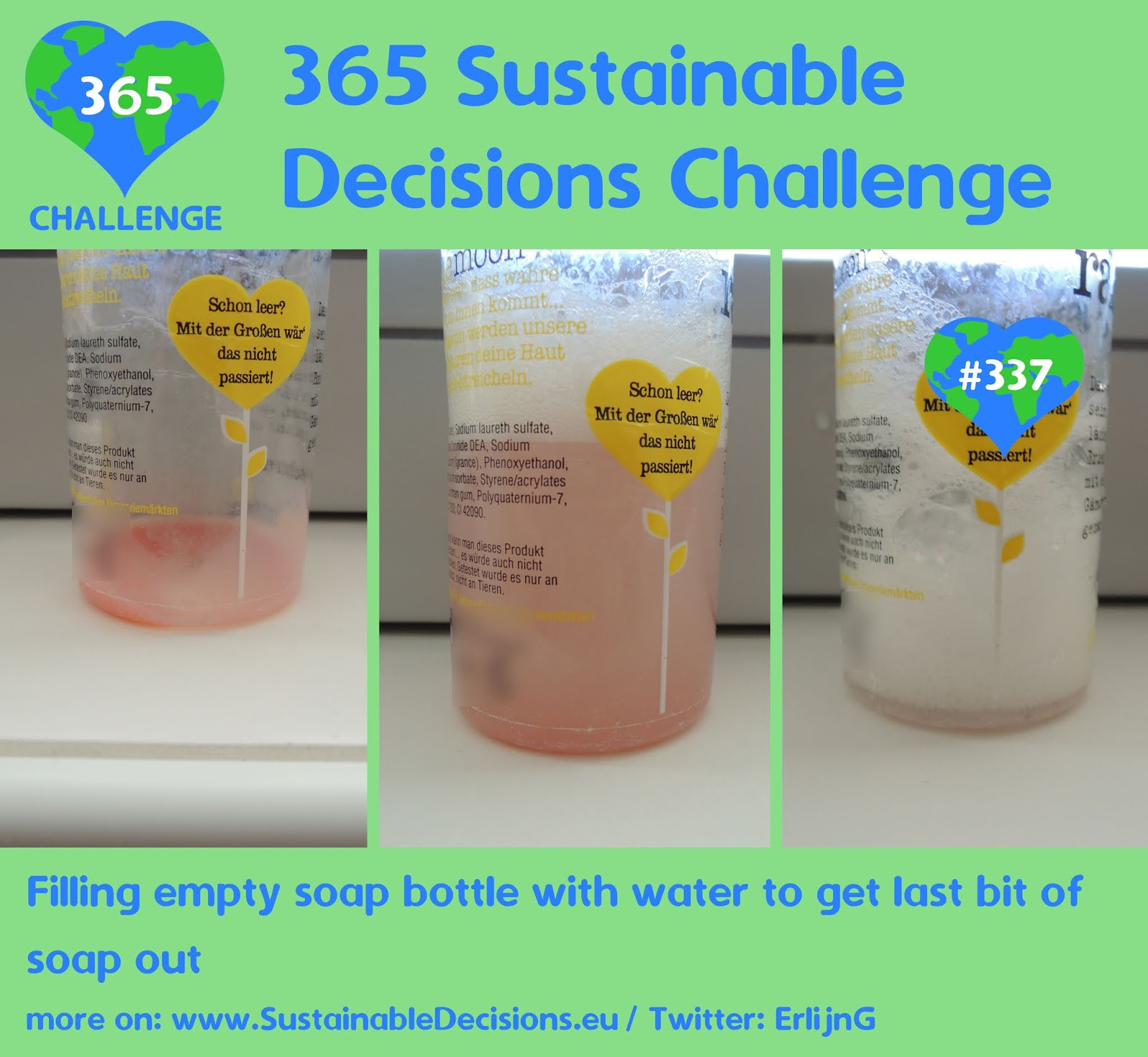 337 Filling empty soap bottle with water to get last bit of soap out