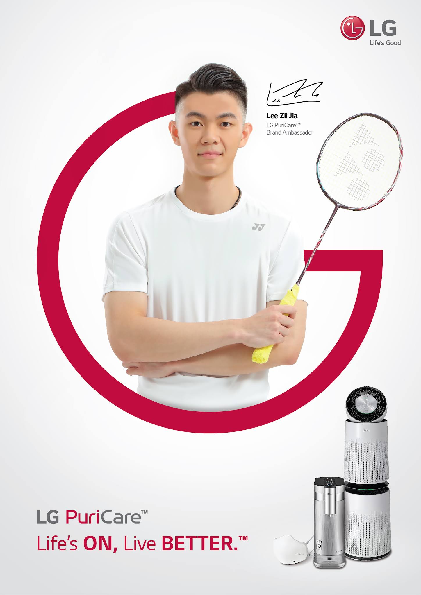 Lee Zii Jia is the Brand Ambassador for LG PuriCare™ of LG Electronics