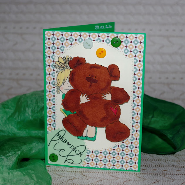 [DIY] Hab dich lieb, Teddy! | Grußkarte für Mädchen mit Stampingbella Squidgy and Teddy