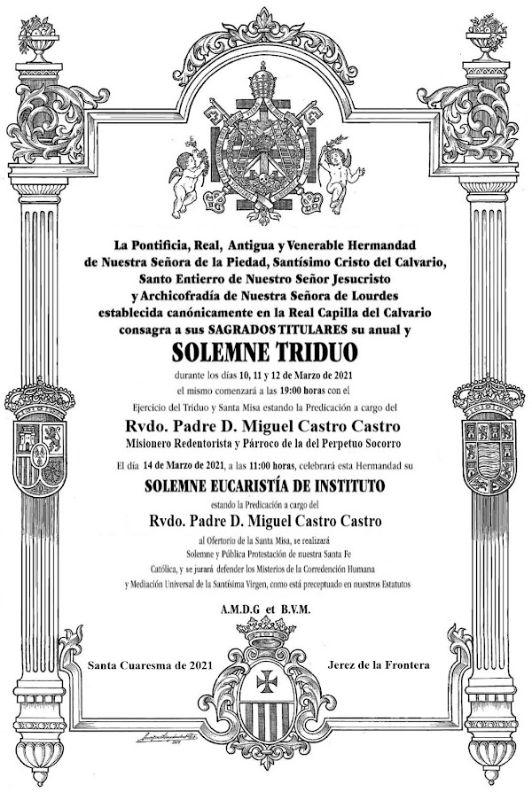 Anuncia sus cultos la Hermandad de la Piedad de Jerez Anuncia sus cultos la Hermandad de la Piedad de Jerez