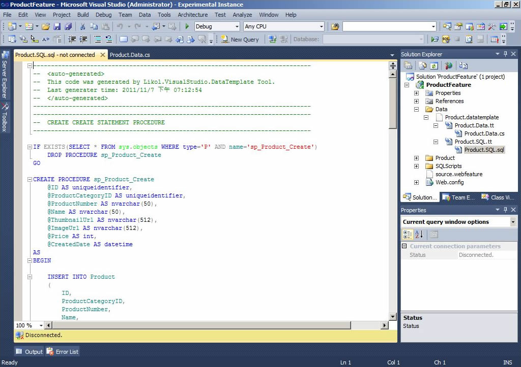 Likol Lee Visual Studio 2010 Data Template Data Model Store Procedure
