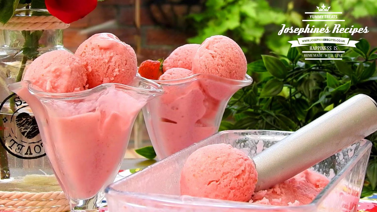 Josephine's Recipes Strawberry Ice Cream Eggless Ice Cream Without