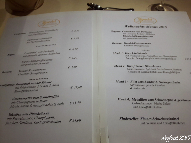 Wesfood Weihnachtsdinner Im Landgasthaus Specht