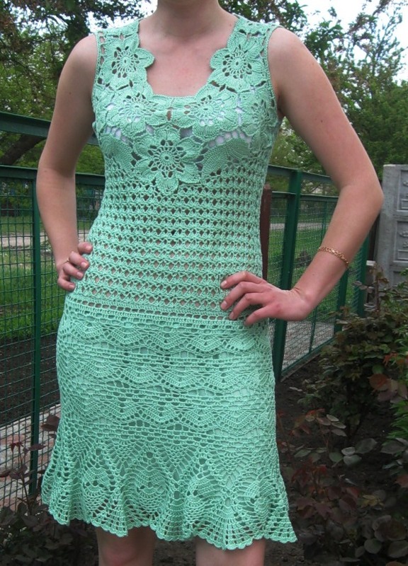 See how beautiful crochet dress crochet yarn made in green ...