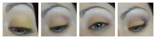 Maquillaje amarillo y morado