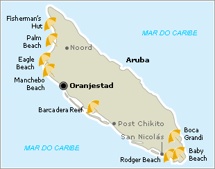 Resultado de imagem para mapa praias aruba