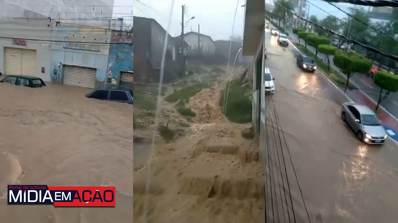 Ruas de Arcoverde ficam alagadas após fortes chuvas nesta quarta-feira