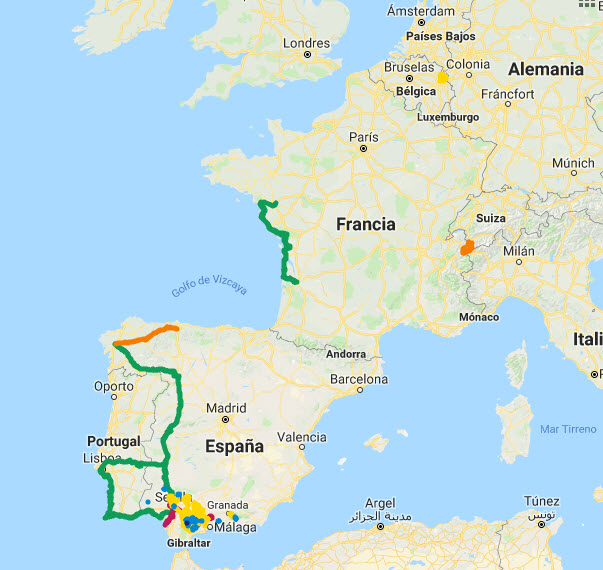 Mapa de viajes y rutas
