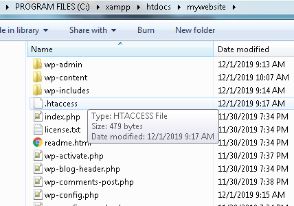 Add WordPress files in htdocs folder
