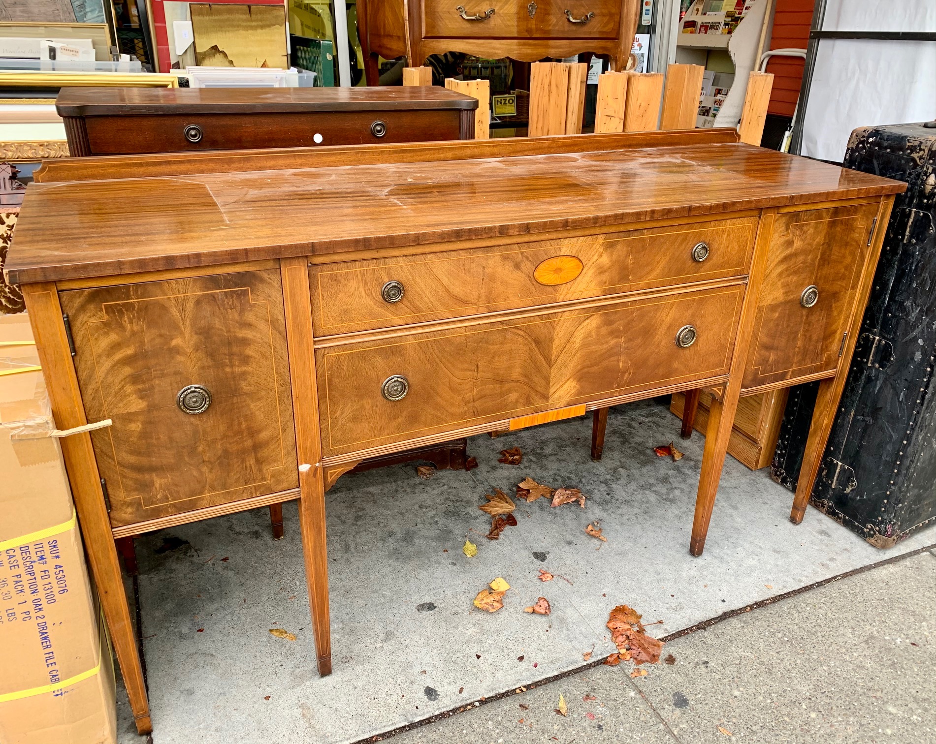 UHURU FURNITURE & COLLECTIBLES SOLD 102358 Federal Style Burl Wood