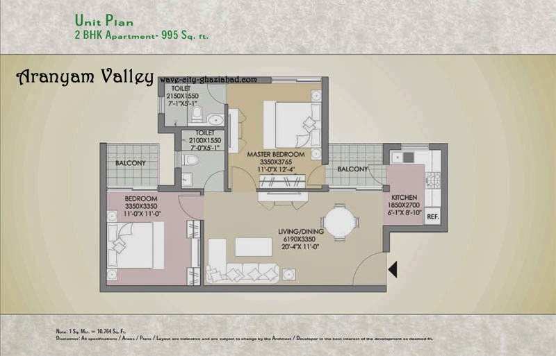  Aranyam Valley 3 BHK Apartment 995 sqft Layout