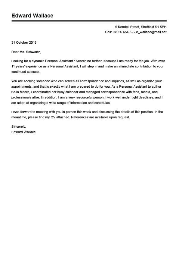 Example Cover Letter For Job Application Uk Sample Letter