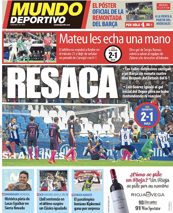 FC Barcelona, Mundo Deportivo: "Resaca"