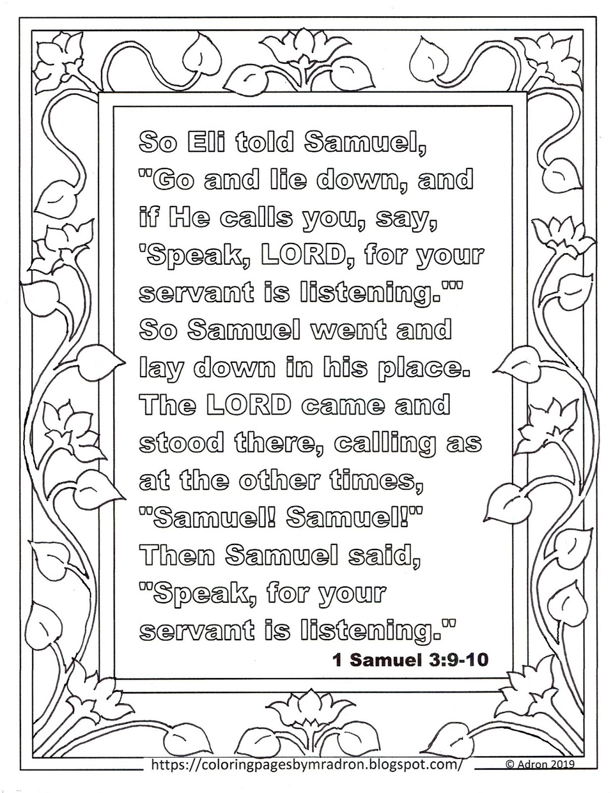 Coloring Pages for Kids by Mr. Adron Free Samuel 3910 Print and