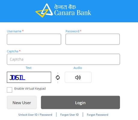 Canara Bank Net Banking login