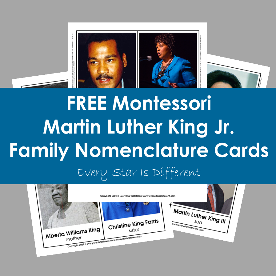 Martin Luther King Jr Family Nomenclature Cards