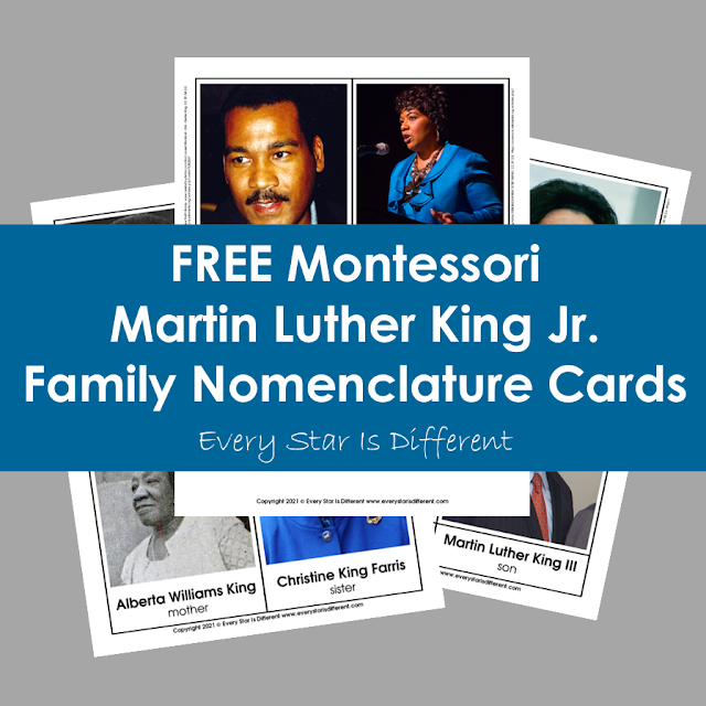 Martin Luther King Jr. Family Member Nomenclature Cards