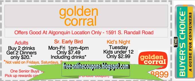 Printable Coupons 2020: Golden Corral Coupons
