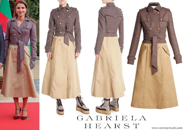 Queen Rania wore GABRIELA HEARST Armonia double-breasted wool-blend trench coat